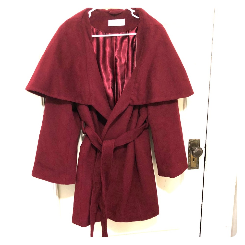 T Tahari wool/ cashmere blend wrap coat